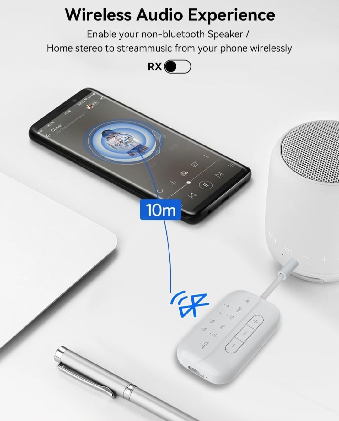 SANOTO Adapter Bluetooth do samolotu, 2 w 1