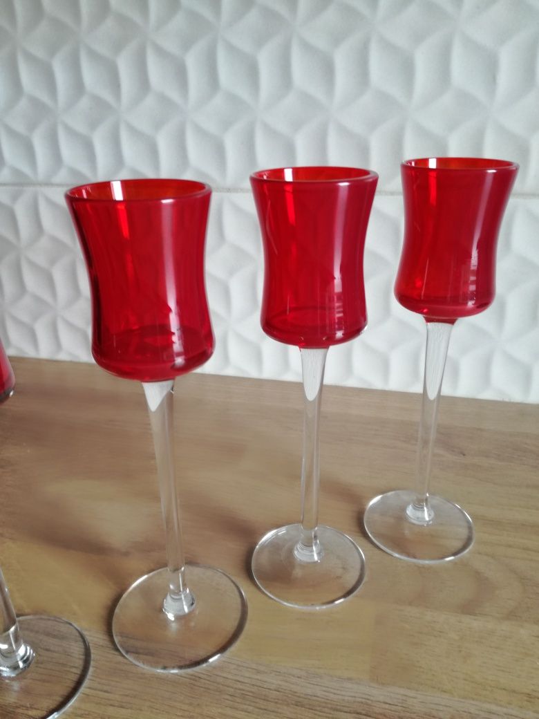 kieliszki czerwone do likieru nalewki 5szt