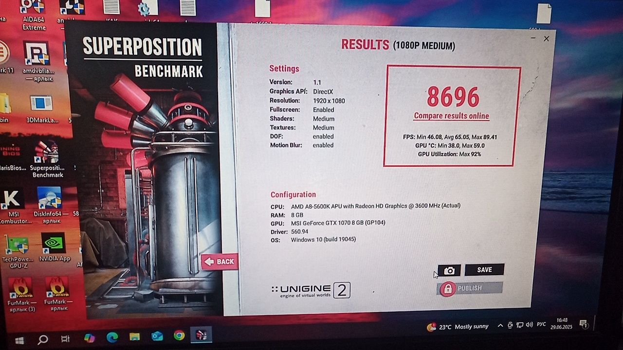 MSI GTX 1070 armor 8gb oc
