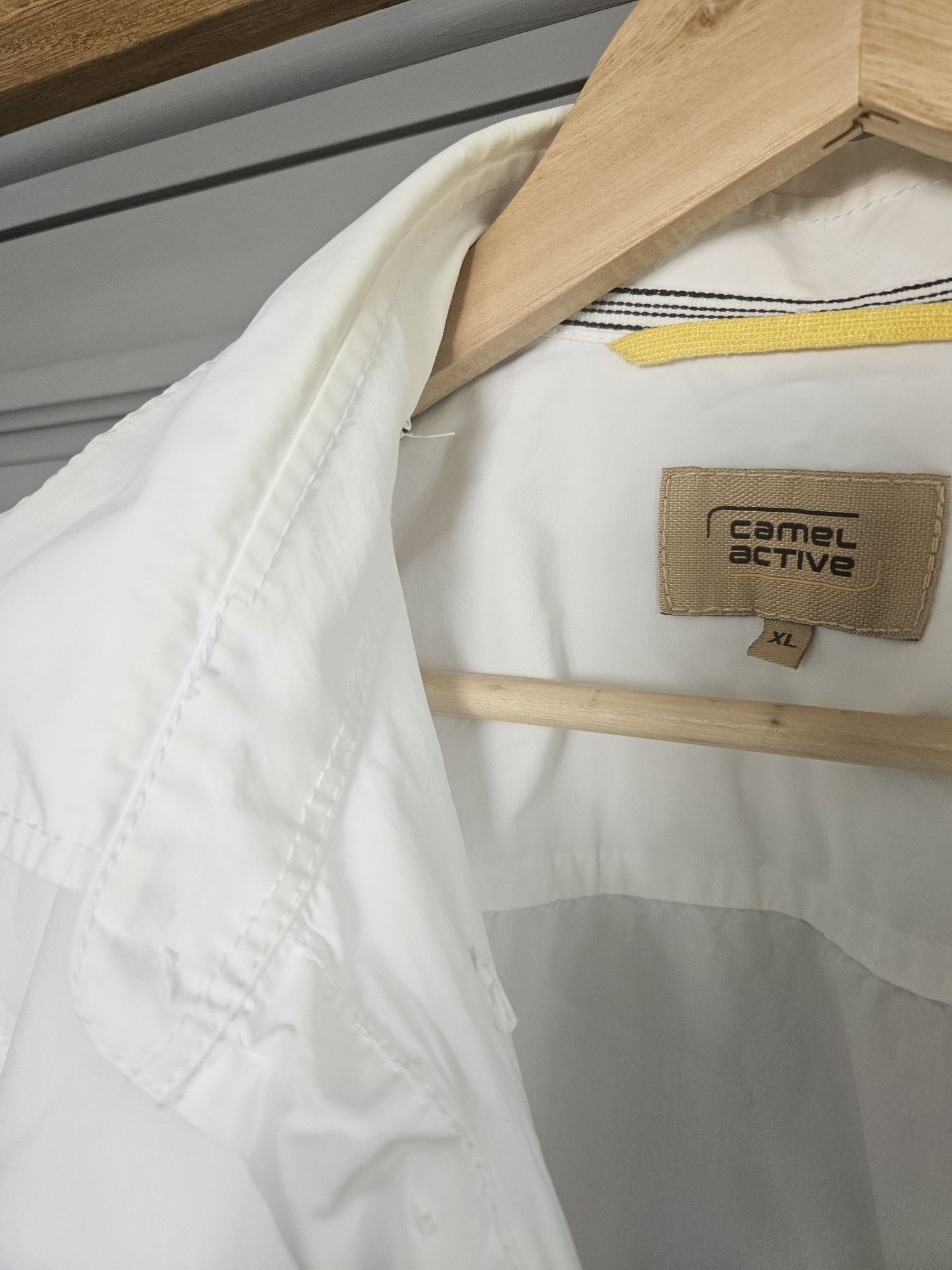 Koszula z krótkim rękawem Camel Active xl biała ściskam gładka lato
