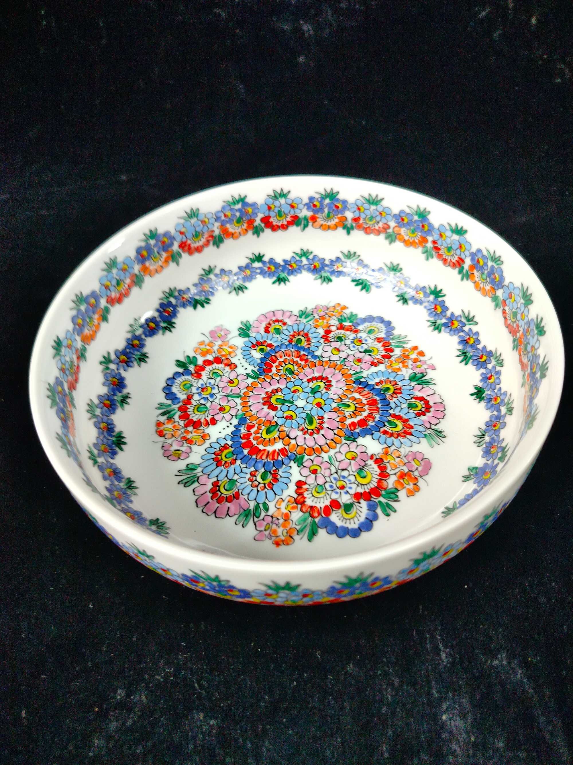 Cepelia Opole ręcznie malowana miska talerz głęboki porcelana kwiaty