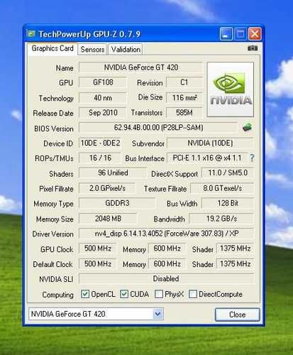NVIDIA GeForce GT420 2GB (DDR3 128bit) DVI/HDMI