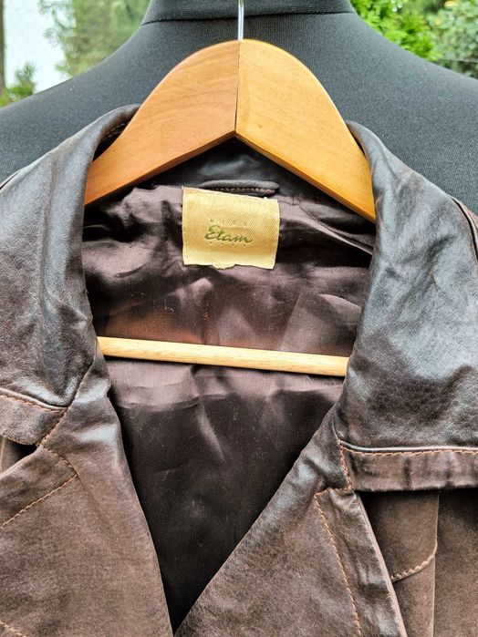 Etam skórzana kurtka z kołnierzem vintage M/L