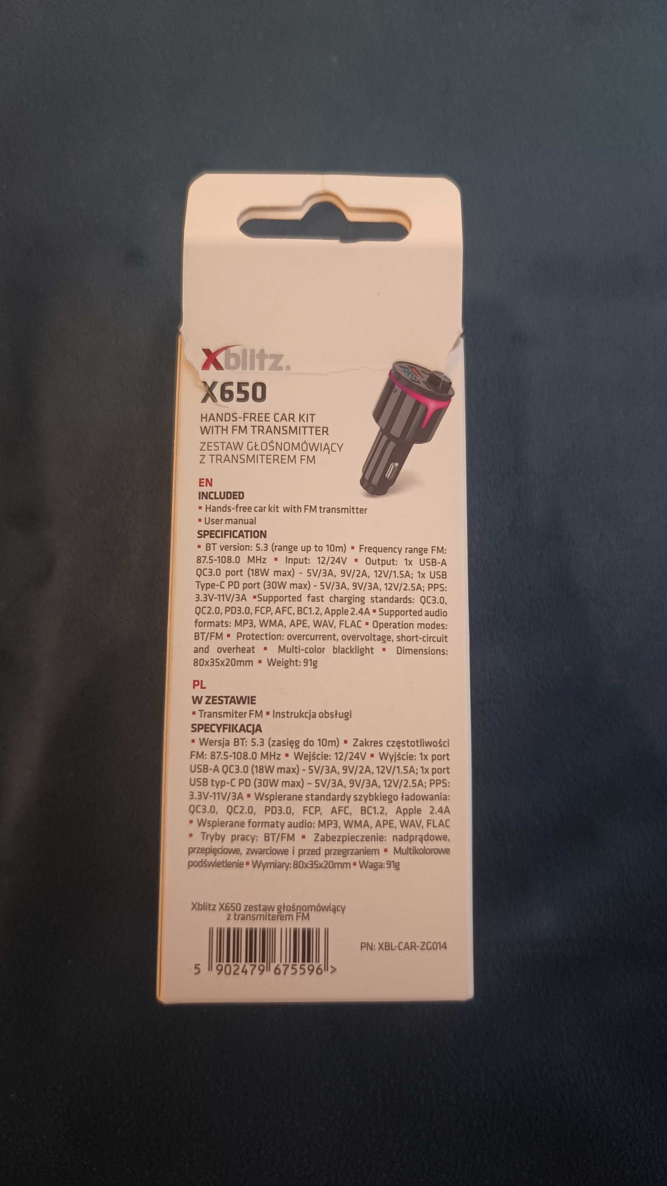 Transmiter samochodowy xblitz X650