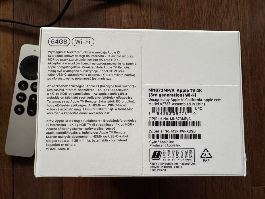 Apple TV 4K 3rd-gen WiFi A2737