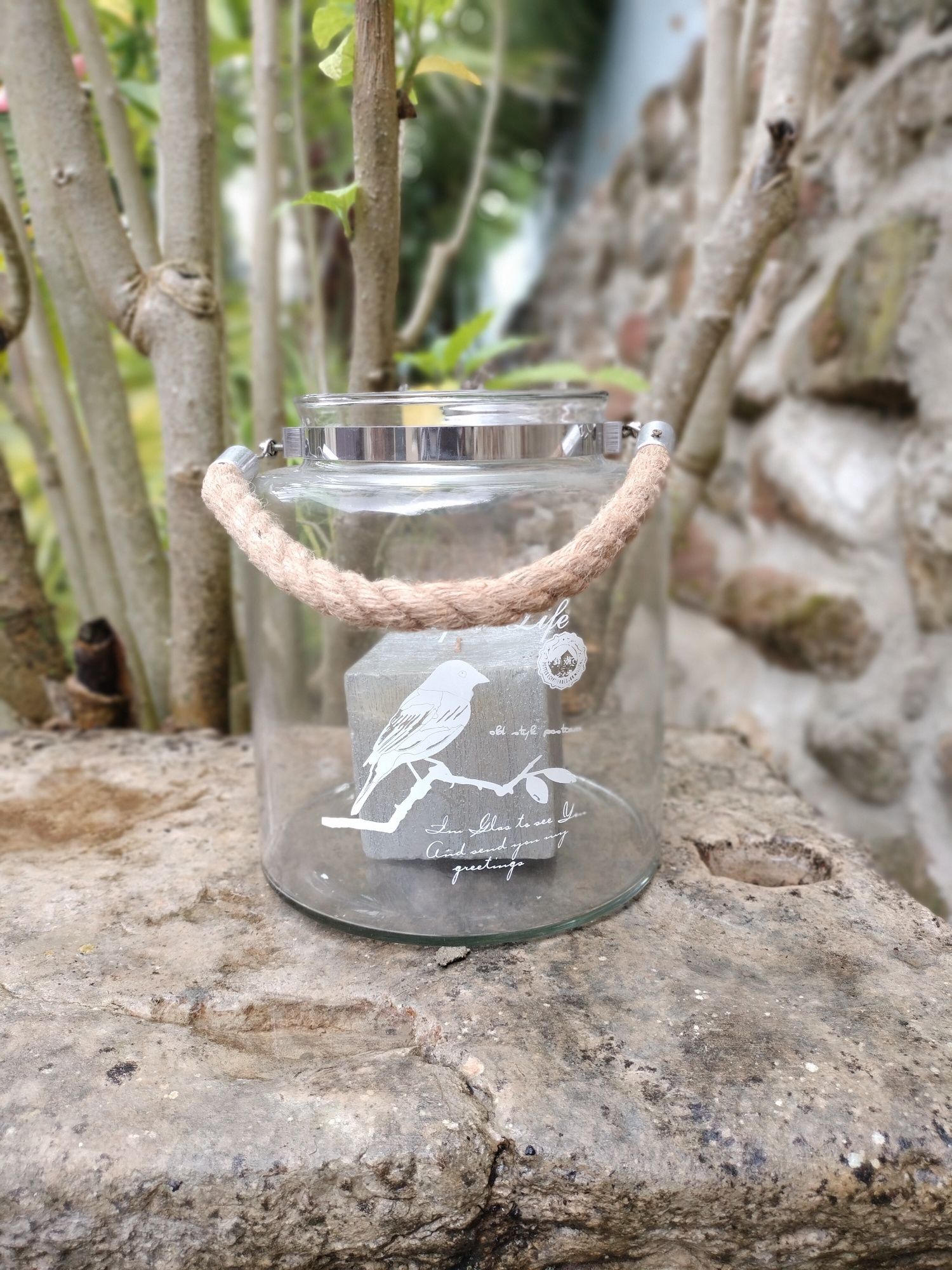 Porta velas de vidro transparente