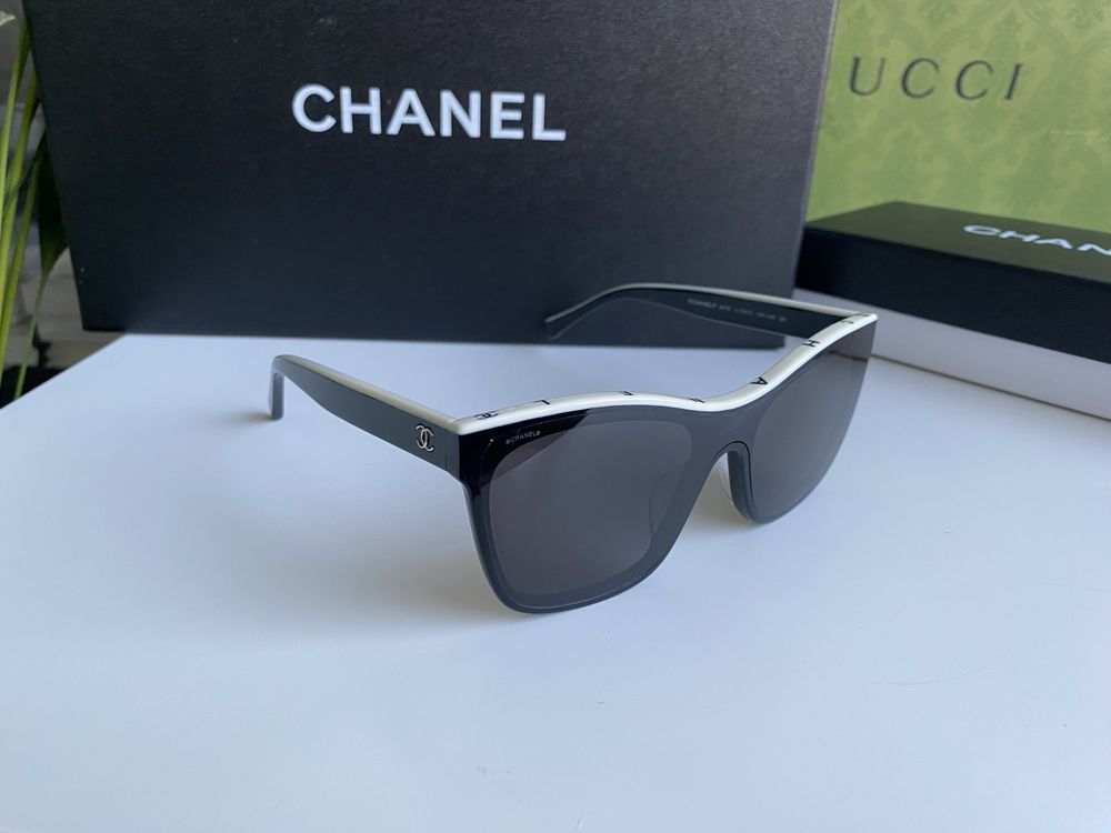 Chanel kocie czarne białe okulary przeciwsłoneczne nowy model