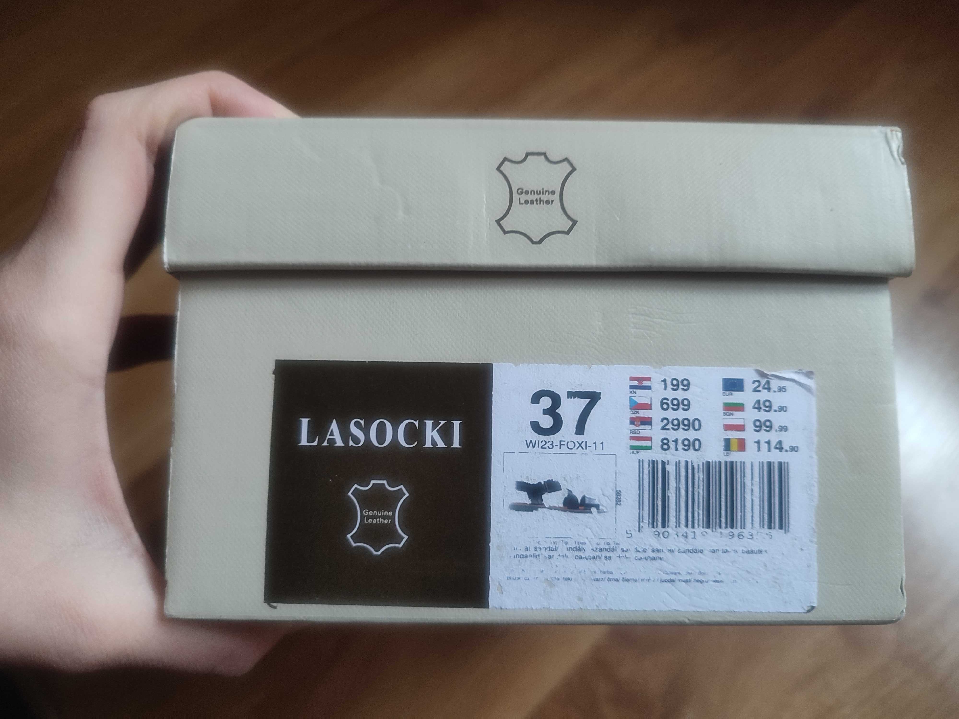 Sandały czarne skórzane nowe Lasocki WI23-FOXI-11 rozm. 37 na gumce