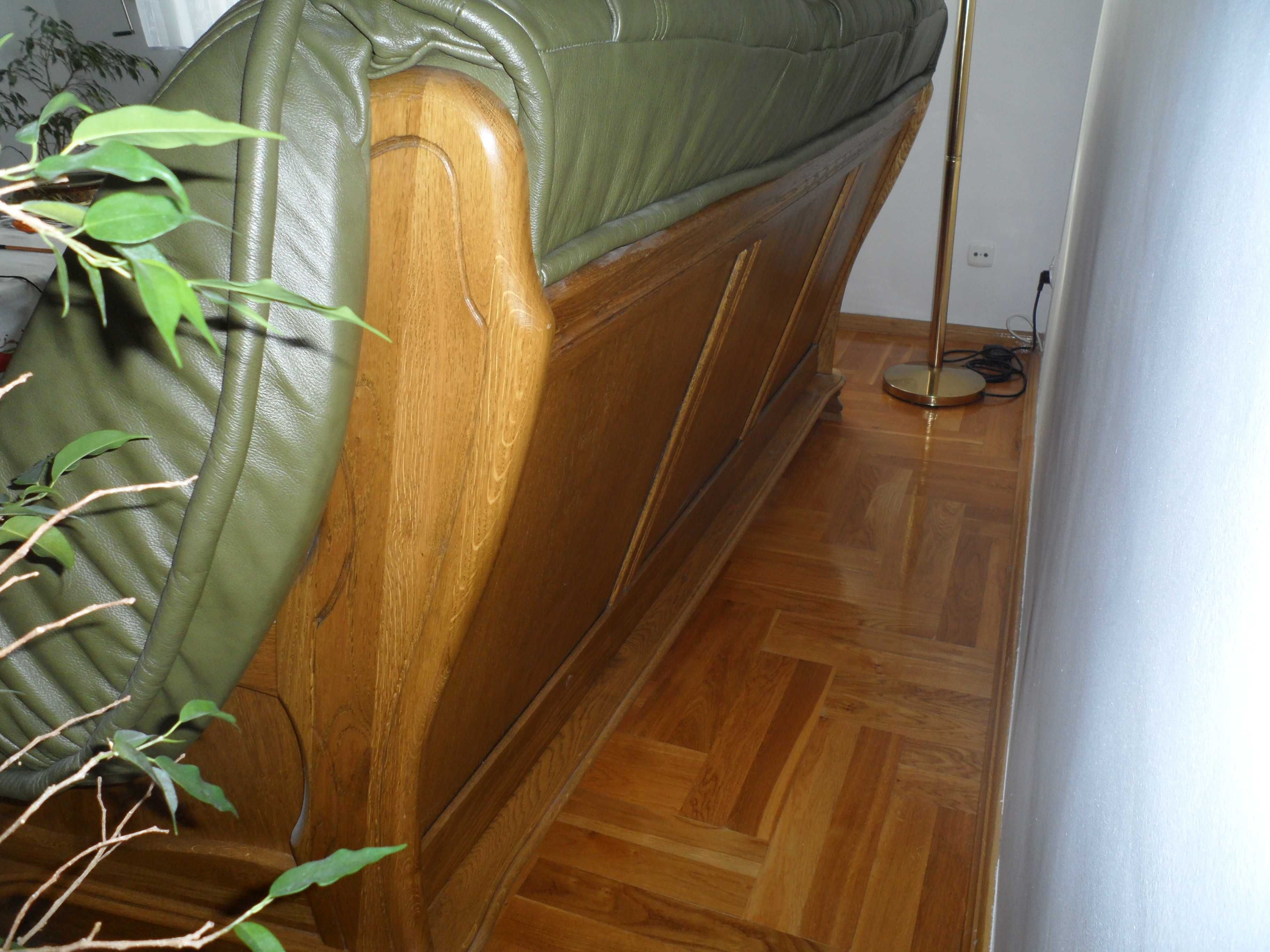 kanapa sofa skóra dąb