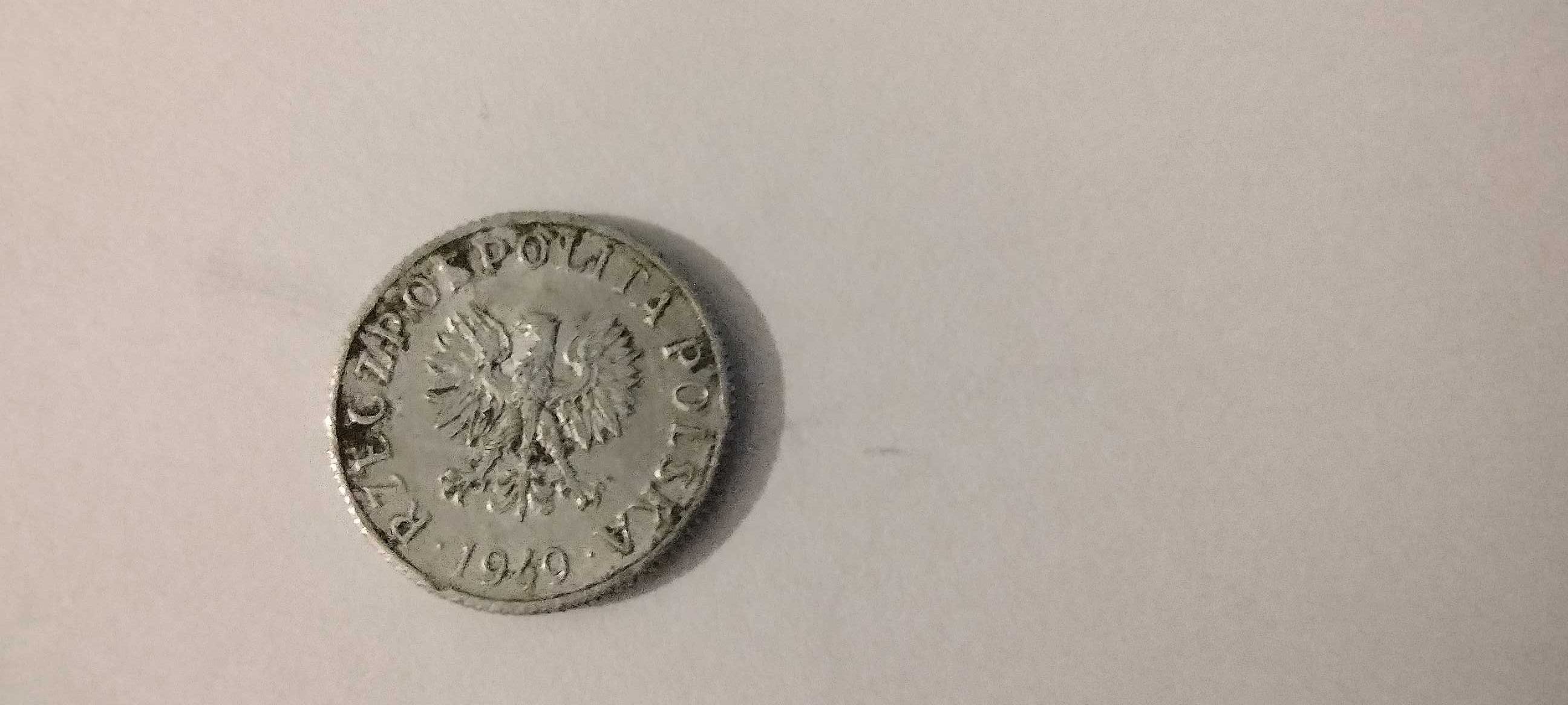 moneta polska z 1949 r 1 gr bez znaku mennicy