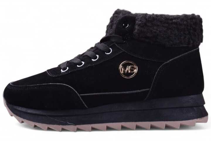 Buty Damskie Sneakersy MS Zimowe Ocieplane za kostkę czarne r.38
