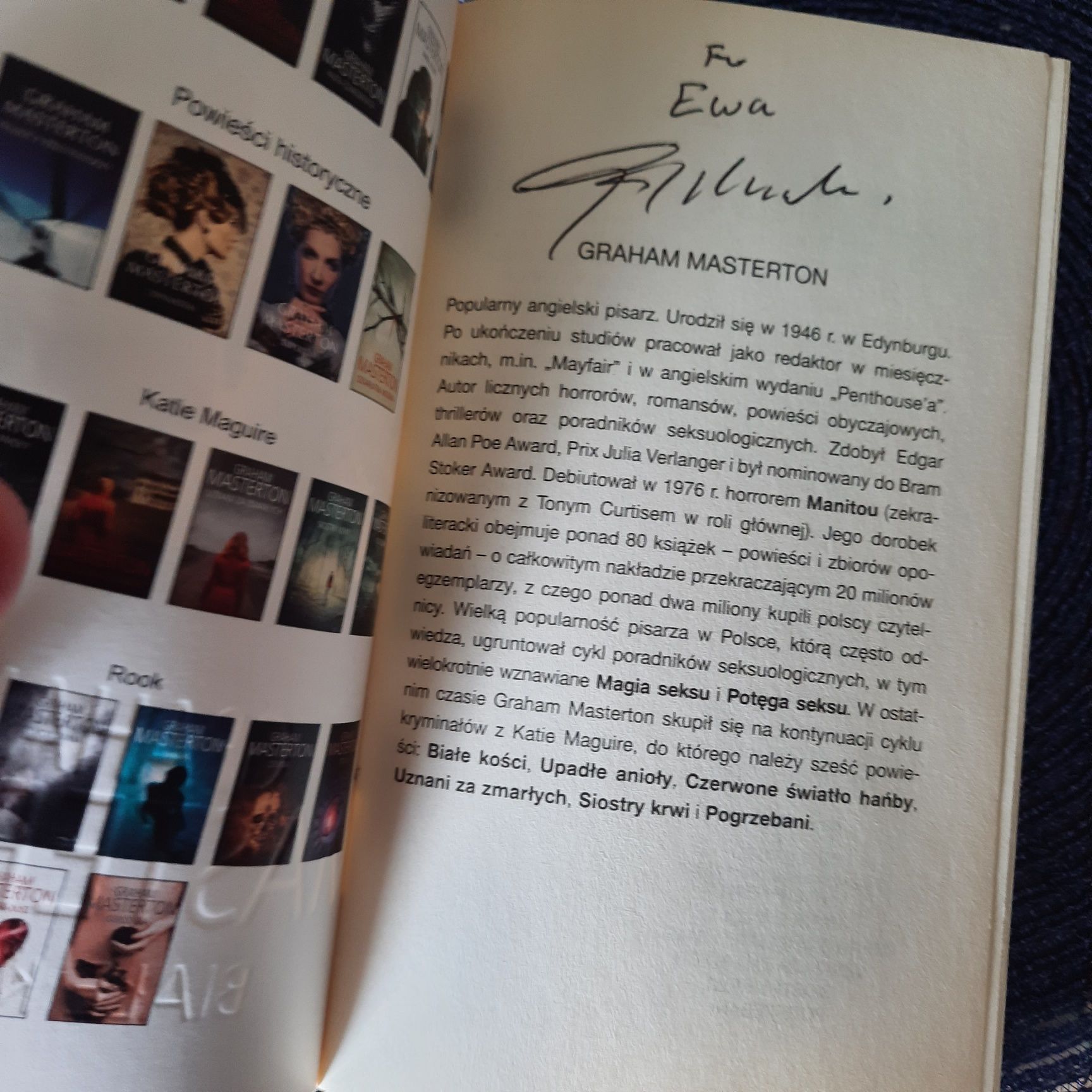 "Białe kości" Graham Masterton z autografem autora