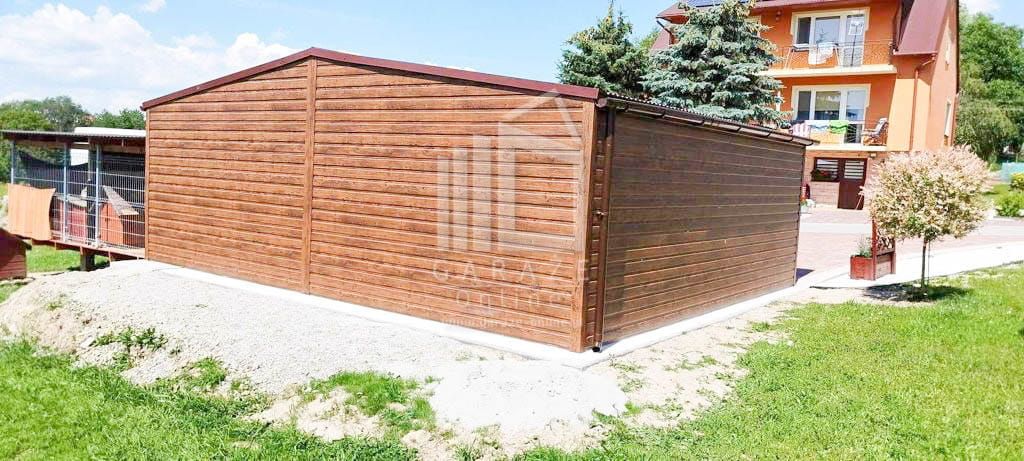 Garaż Blaszany 7m x 7m + Wnęka Dwuspad 2x Brama Drzwi Rynny Id278 7X7