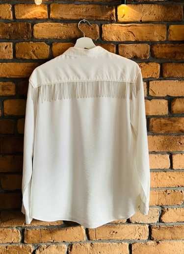 Biała kremowa damska koszula Zara Basic z aplikacją M L 38 40 rock sty