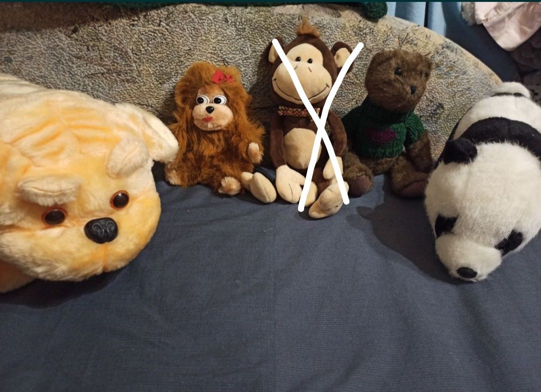 Мякі іграшки 5 штук: ведмедик Тедді, мавпа, панда, подушка шарпей