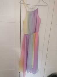 Długa, tęczowa sukienka H&M rozm. 170 cm