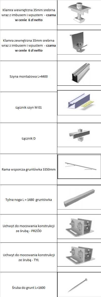 Konstrukcja na grunt 2 x 8 modułów pionowo fotowoltaika