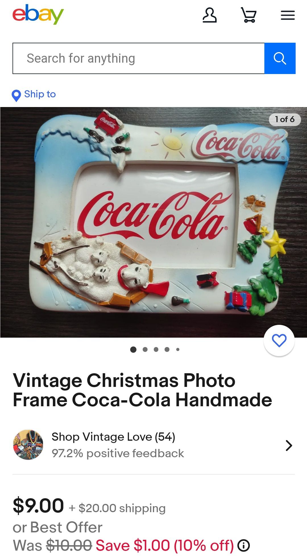 Вінтажна новорічна рамка Coca-Cola  для фото