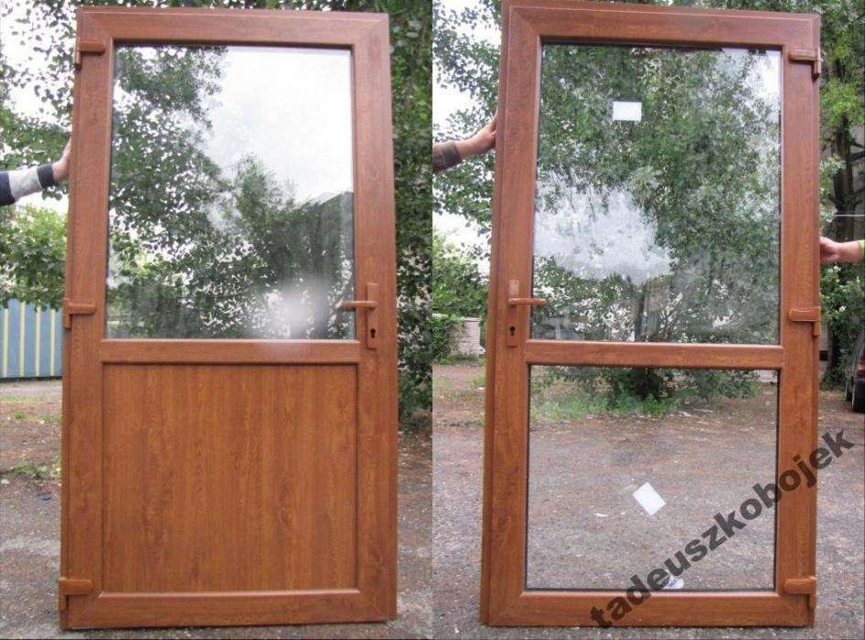 Drzwi PCV 90 x 210 Złoty Dąb sklepowe od ręki Toruń