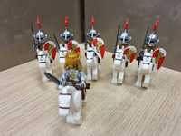 zestaw 5 rycerzy i 6 koni  1 krol artur kawaleria zamek klocki ludzik