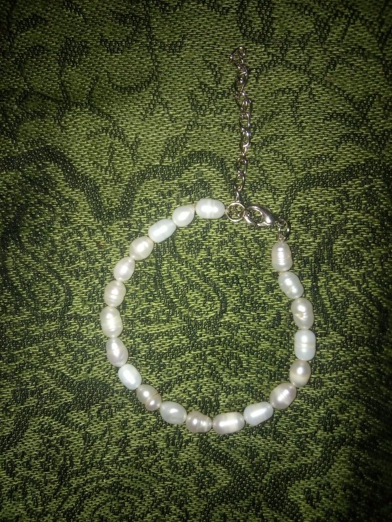 Комплект браслет и ожерелье из натурального речного жемчуга
