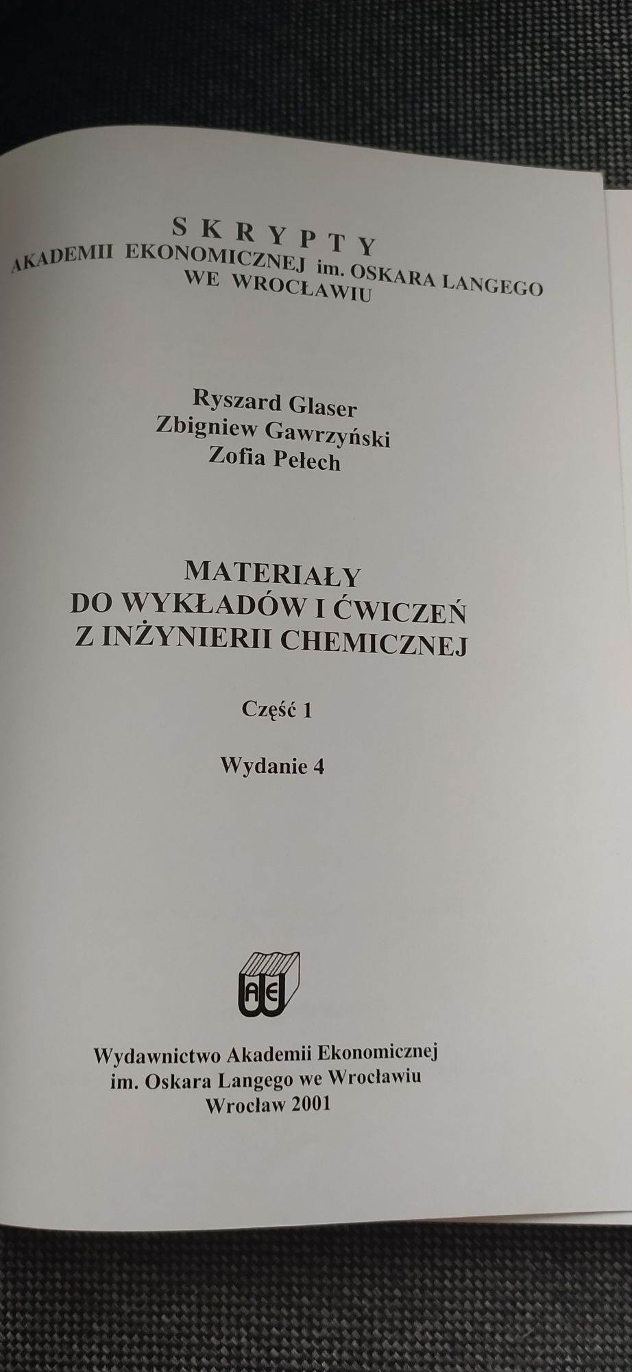 Materiały do wykładów i ćwiczeń z inżynierii chemicznej Glaser