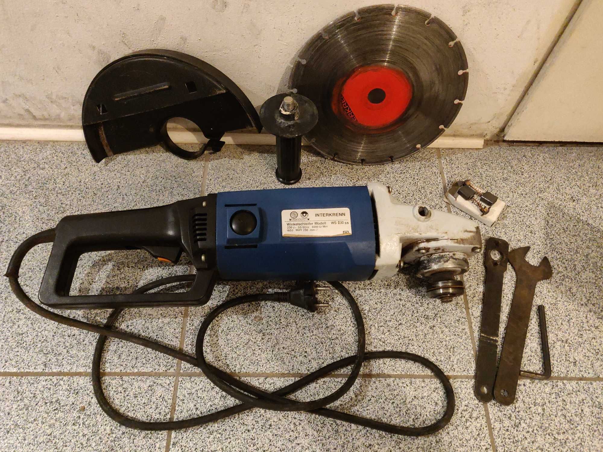 Szlifierka kątowa Interkrenn duża, niemiecka, 230 mm, 1850W