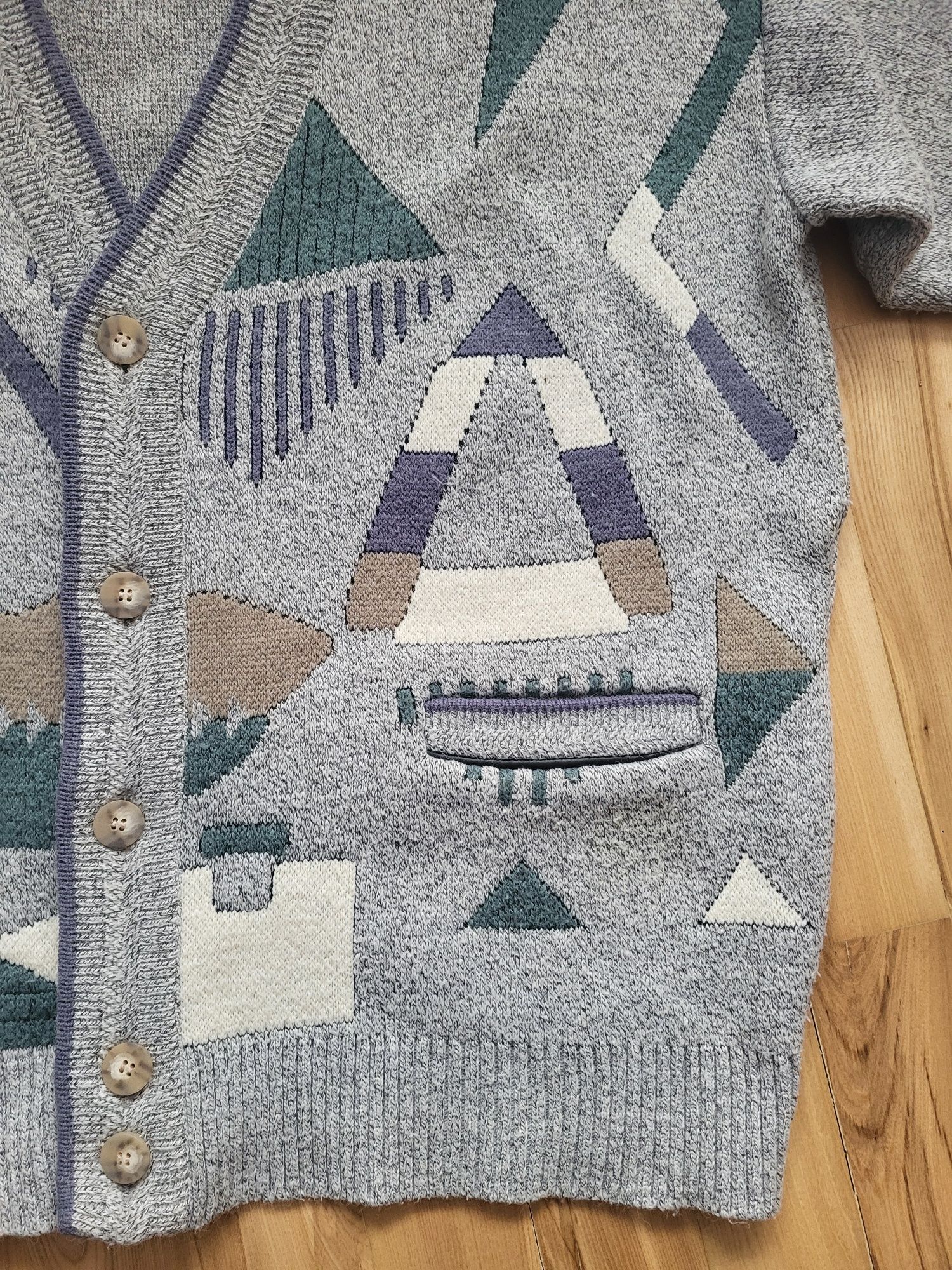 Piękny sweter Vintage L męski zapinany na guziki