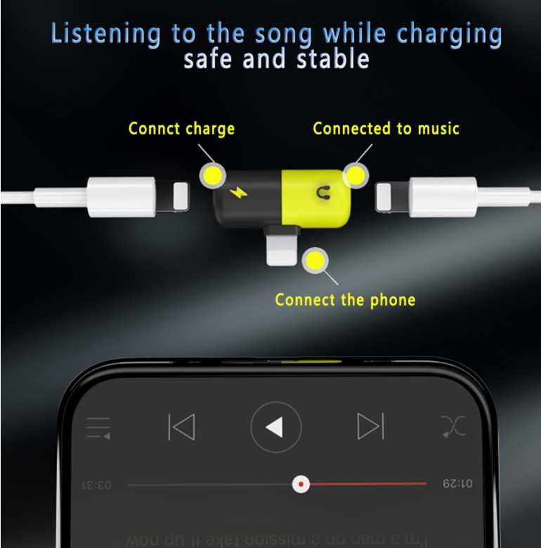 Adapter przejściówka Lightning + Audio iPhone iPad