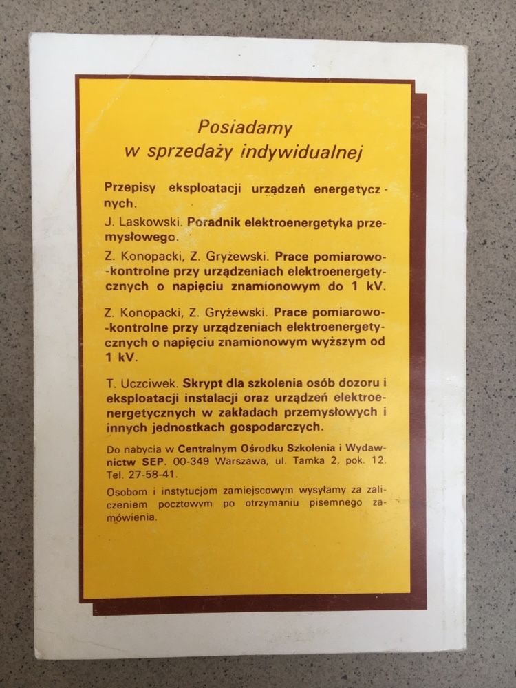 Przepisy eksploatacji urządzeń elektroenergetycznych 1.03.1994 COSIW