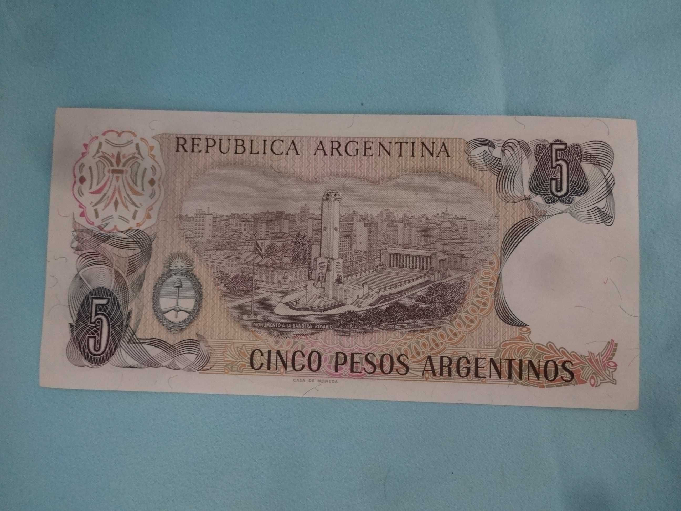 Banknot Argentyna 5 Pesos UNC