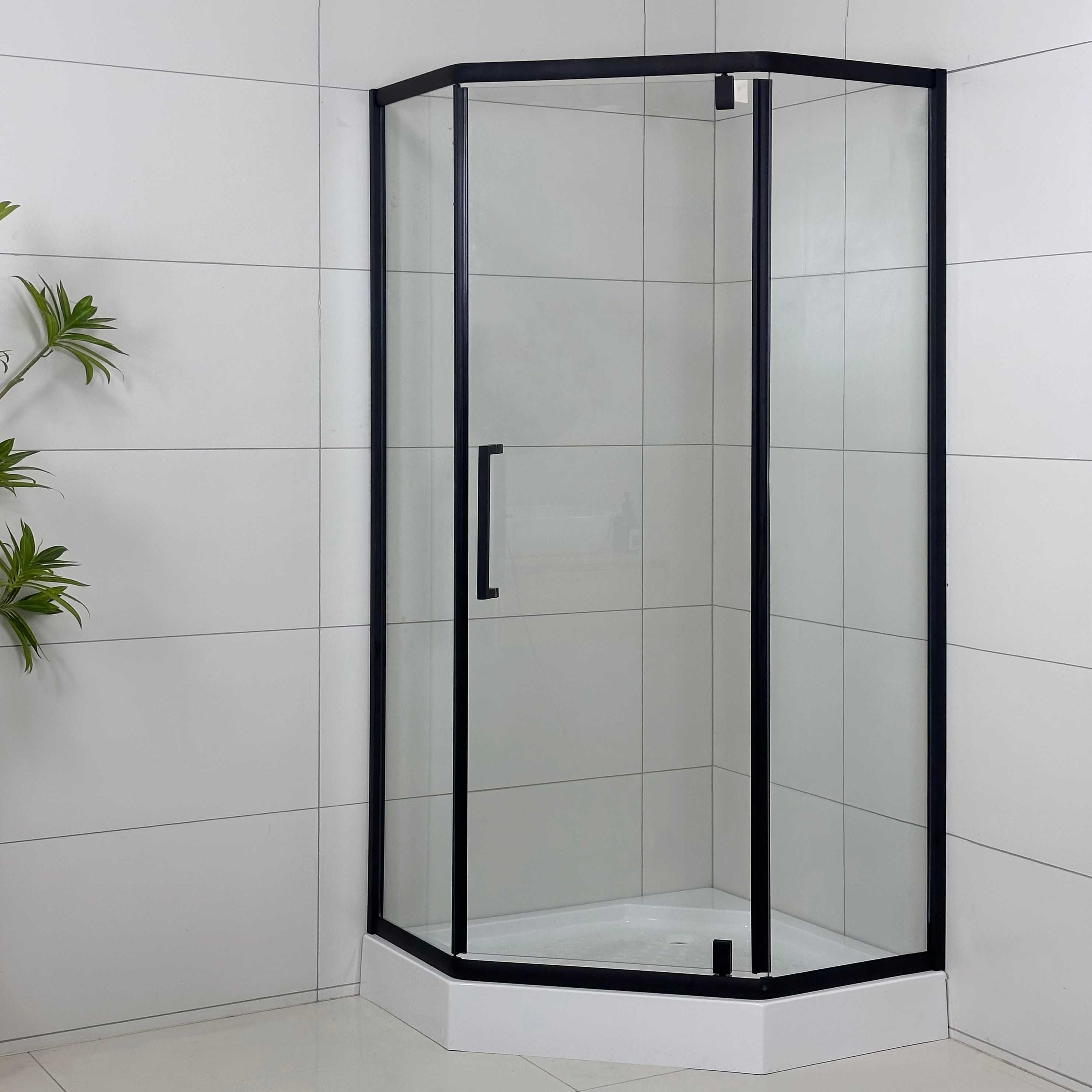 Kabina Prysznicowa Czarna Pięciokątna 80 x 80 Loft Black GRUBE SZKŁO !