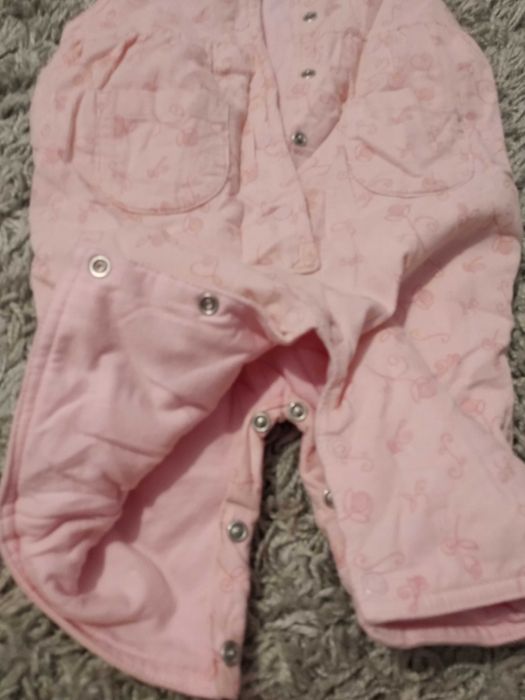 Spodnie różowe ocieplenie dziewczęce niemowlę 0-3 mies rozpinane 62 cm