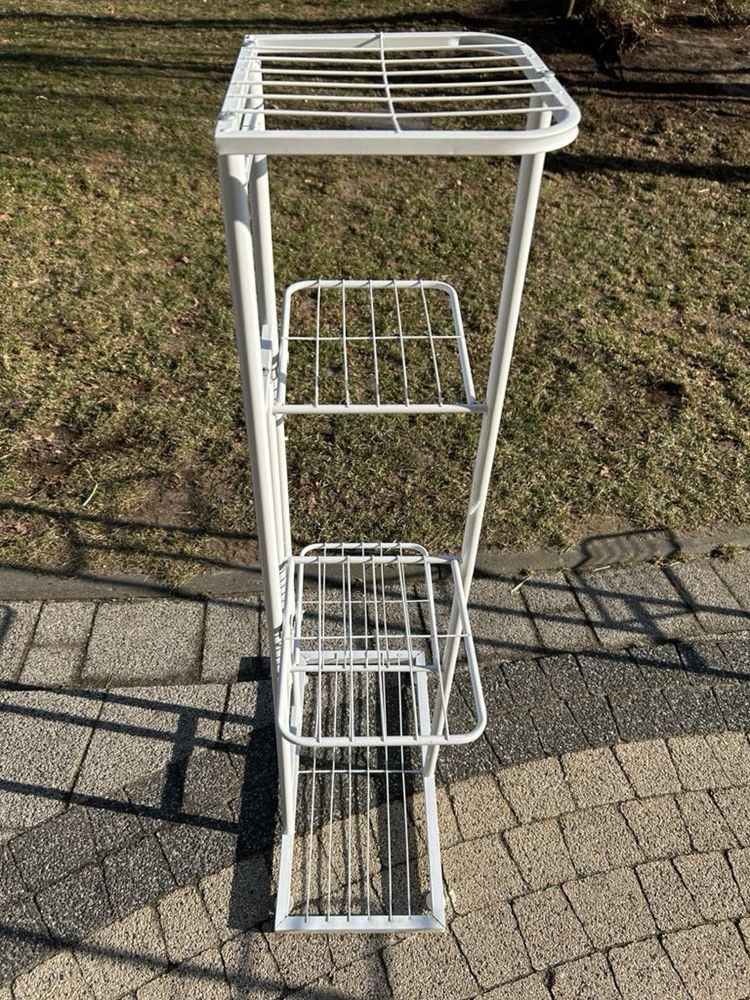 Kwietnik biały metalowy loft na 8 doniczek ogród taras składane półki