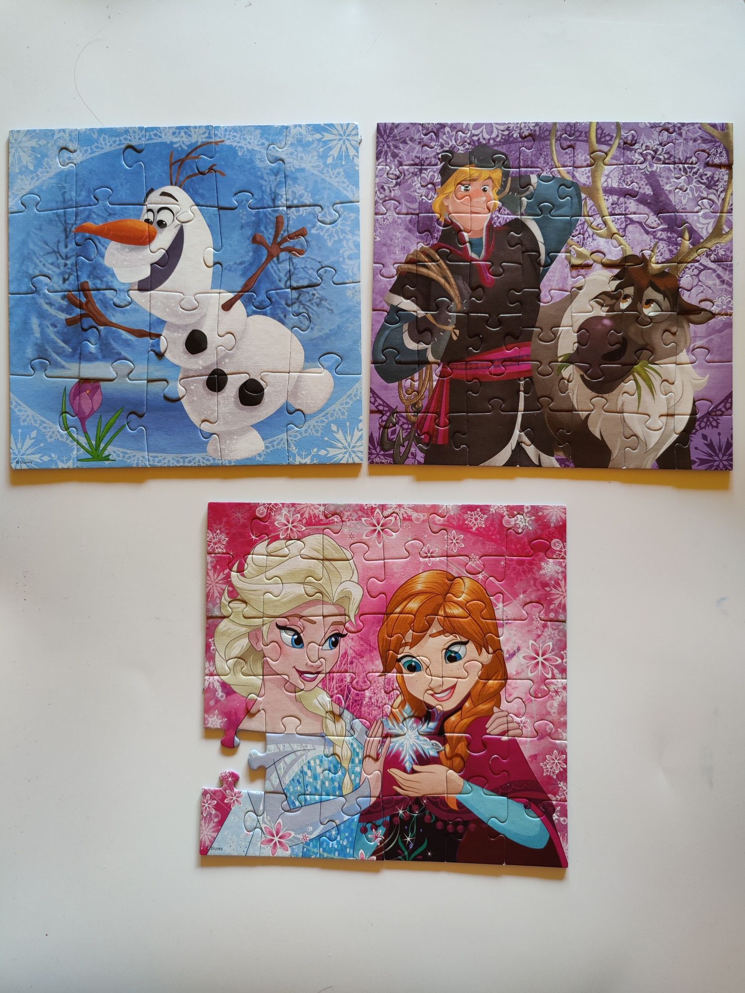 Zestaw: Puzzle Kraina lodu.Frozen.Anna,Elsa,Olaf,Sven. 4w1 i 3w1