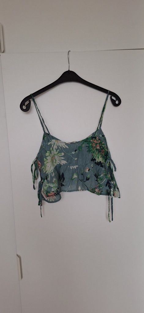 Crop top z wiązaniem po bokach nieregulowane ramiączka H&M rozm. S
