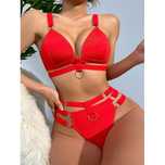 biustonosz i majtki Sexy Babydoll bielizna erotyczna czerwony roz L