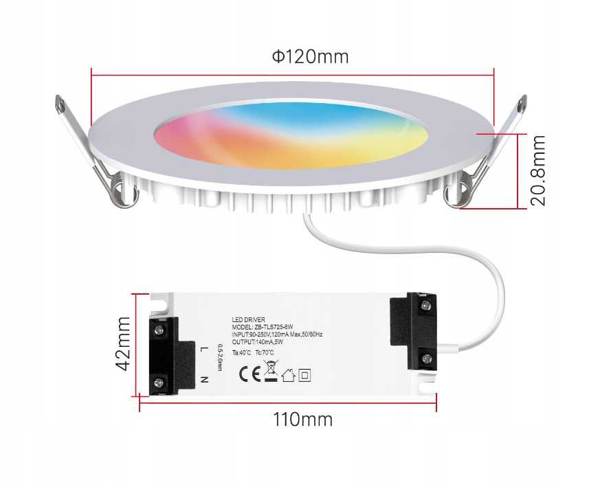 Lampa oczko 6W RGB Zigbee NOWA