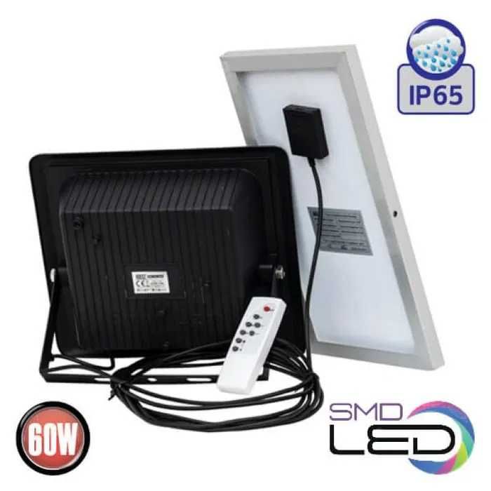 Прожектор уличный на аккумуляторе с солнечной панелью 60 Вт IP65 6400К