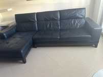 Chaise longue com recosto de cabeça pele natural pret