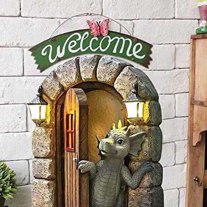 Rzeźba smoka w drzwiach, idealna dekoracja do ogrodu! nowa!