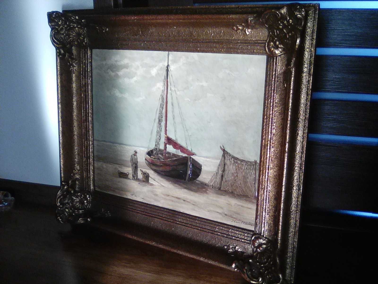Obraz olejny na płótnie marynistyka statek łódź rybacka morze rybak