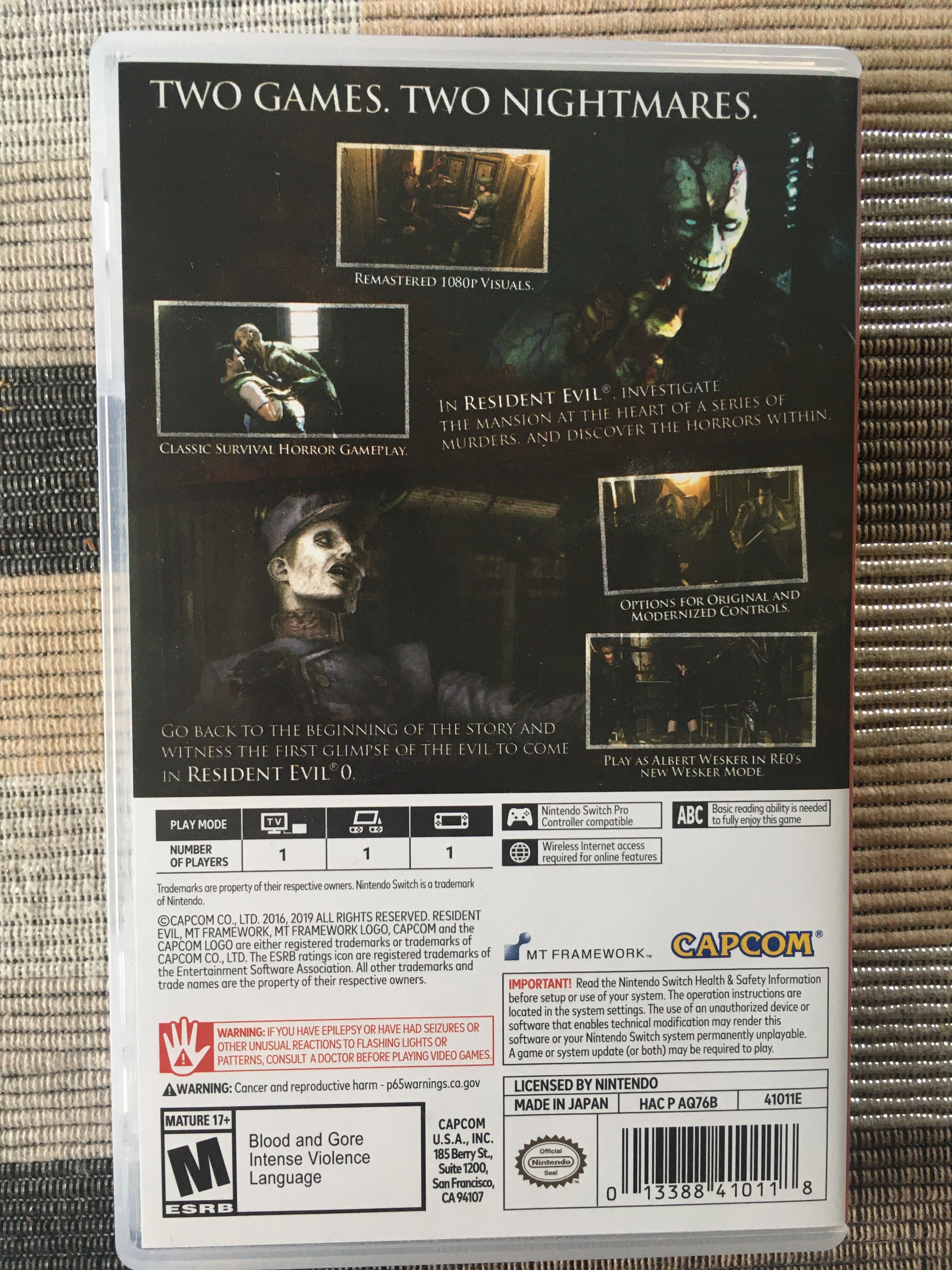 Resident Evil 0 HD Switch