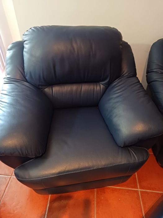 Sofás pele sintética azul