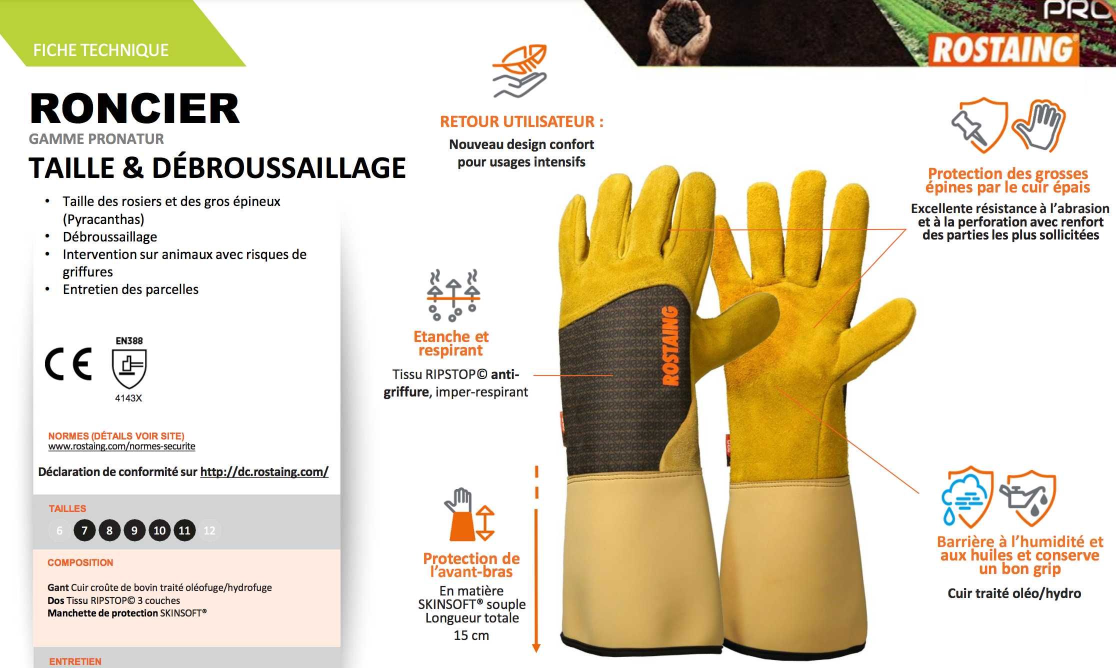 Защитные перчатки France от шипов и ежевики RONCIER