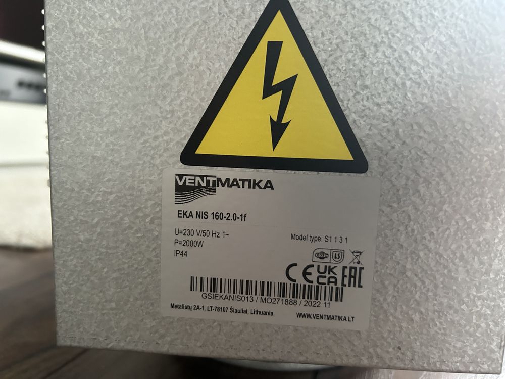Zehnder - nagrzewnica Lindab EKA NIS 160 2kW 220V