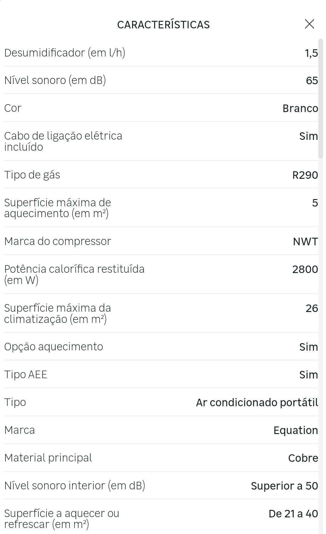 Ar-Condicionado quente e frio/Ventoinha/Desumificador EQUATION