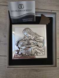 Obrazek srebrny Matka Boska z Dzieciątkiem 12x12 cm Beltrami 6429/2x