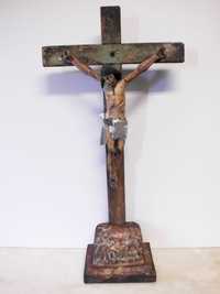 Antigo crucifixo de pé em madeira - ca. 1900