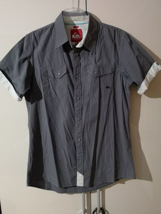 Koszula Quicksilver męska szara popielata krótki rękaw M 38 kratka
